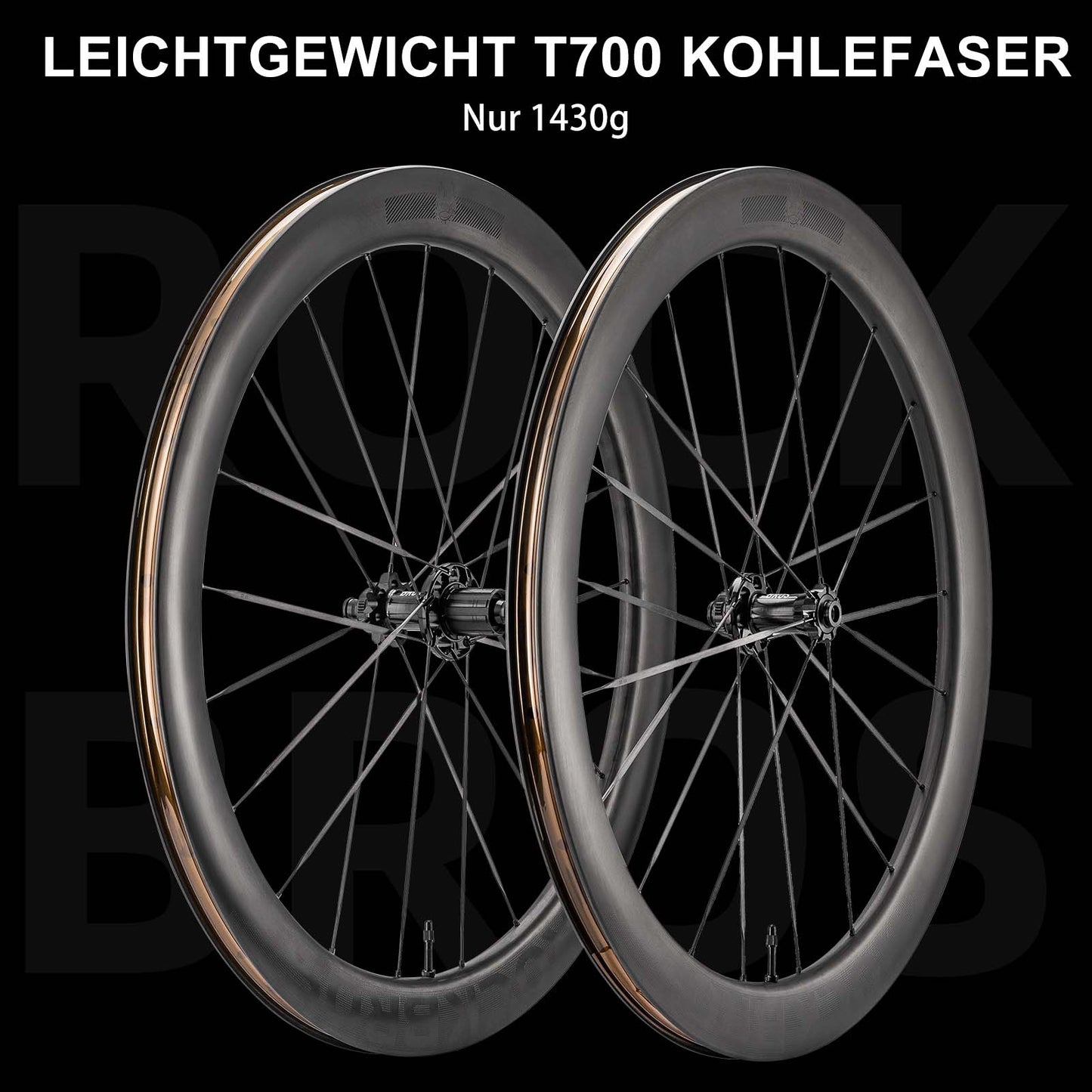 T700 Carbon Wielset 55mm Schijfrem Steekas Wielset voor Racefiets Inclusief Vacu¨¹m Bandenkussens ROCKBROS