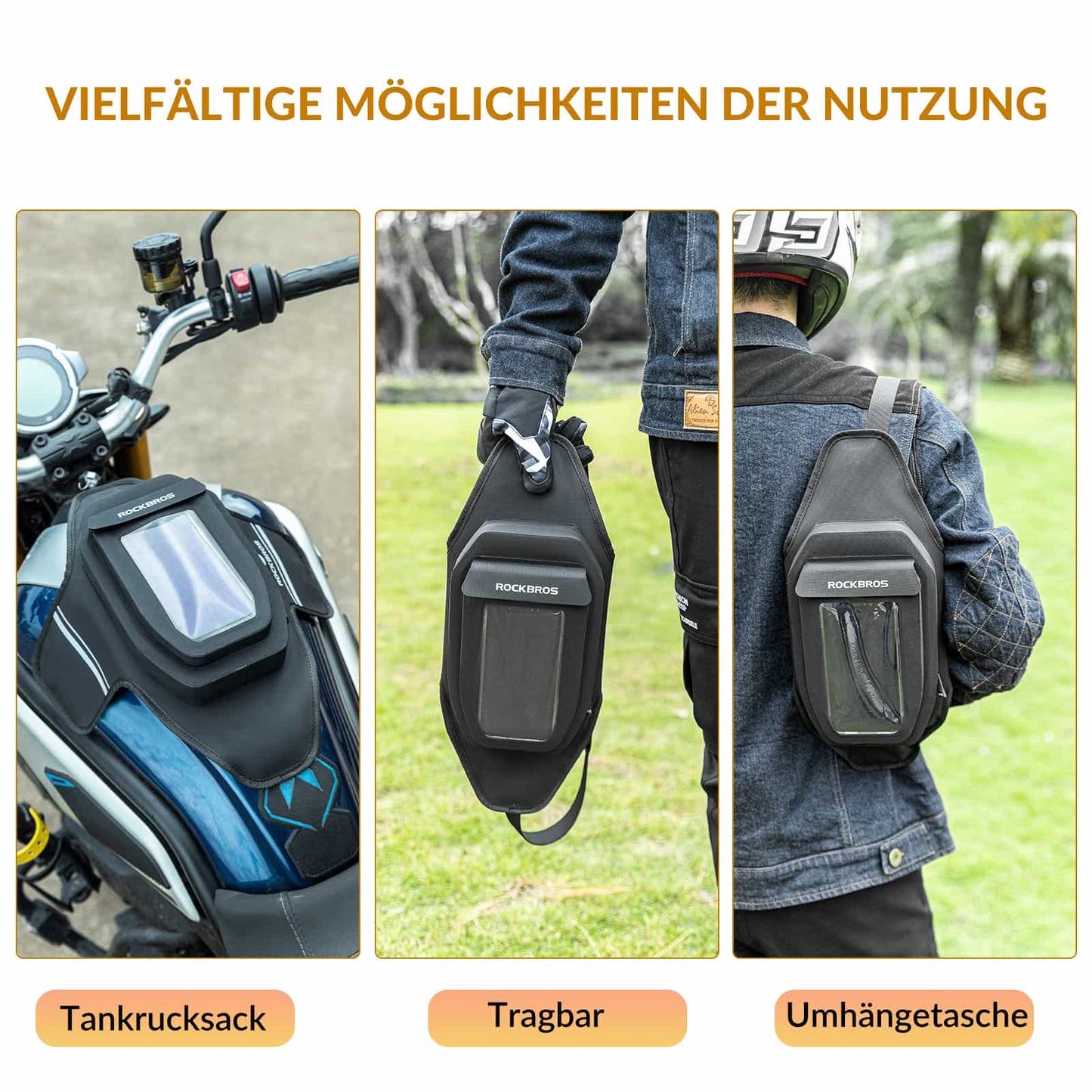 ROCKBROS Motorfiets Tanktas Beentas met Magnetische Zuignap