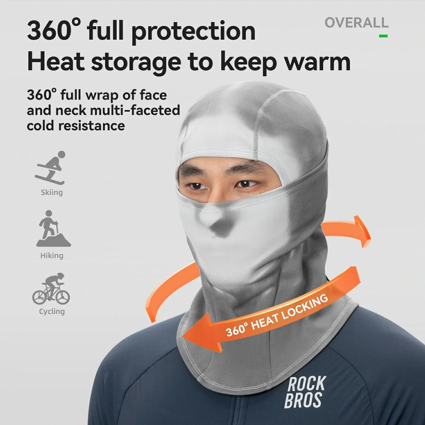 Thermogevoelige winterbalaclava van fleece van ROCKBROS