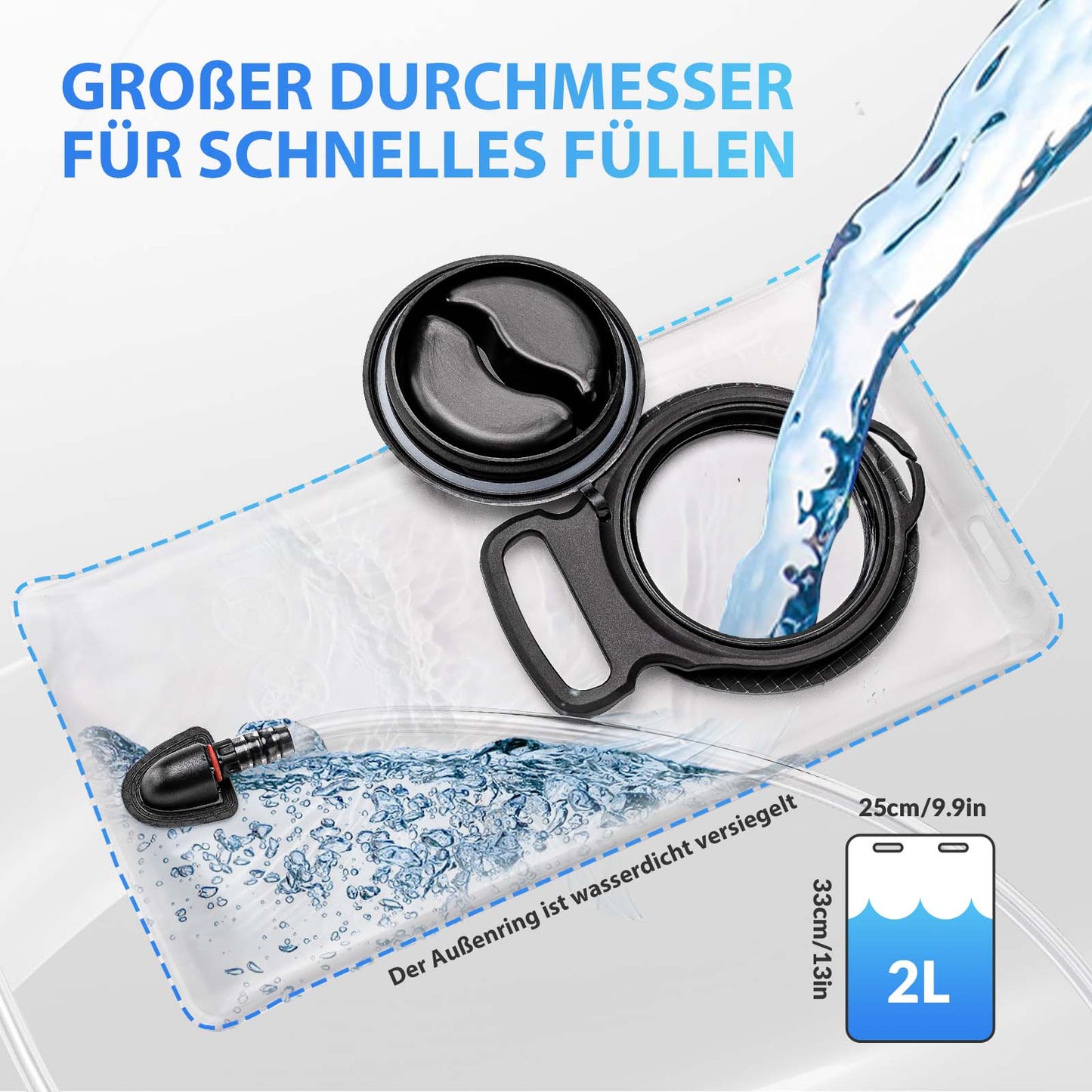 Ultralichte rugzak met drinkzak, fietsrugzak met drinksysteem, 2 liter, ROCKBROS