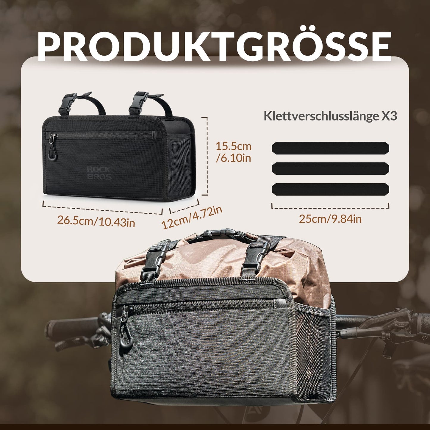 Waterdichte stuurtas, afneembare fietsmand, ca. 5,5 liter, ROCKBROS