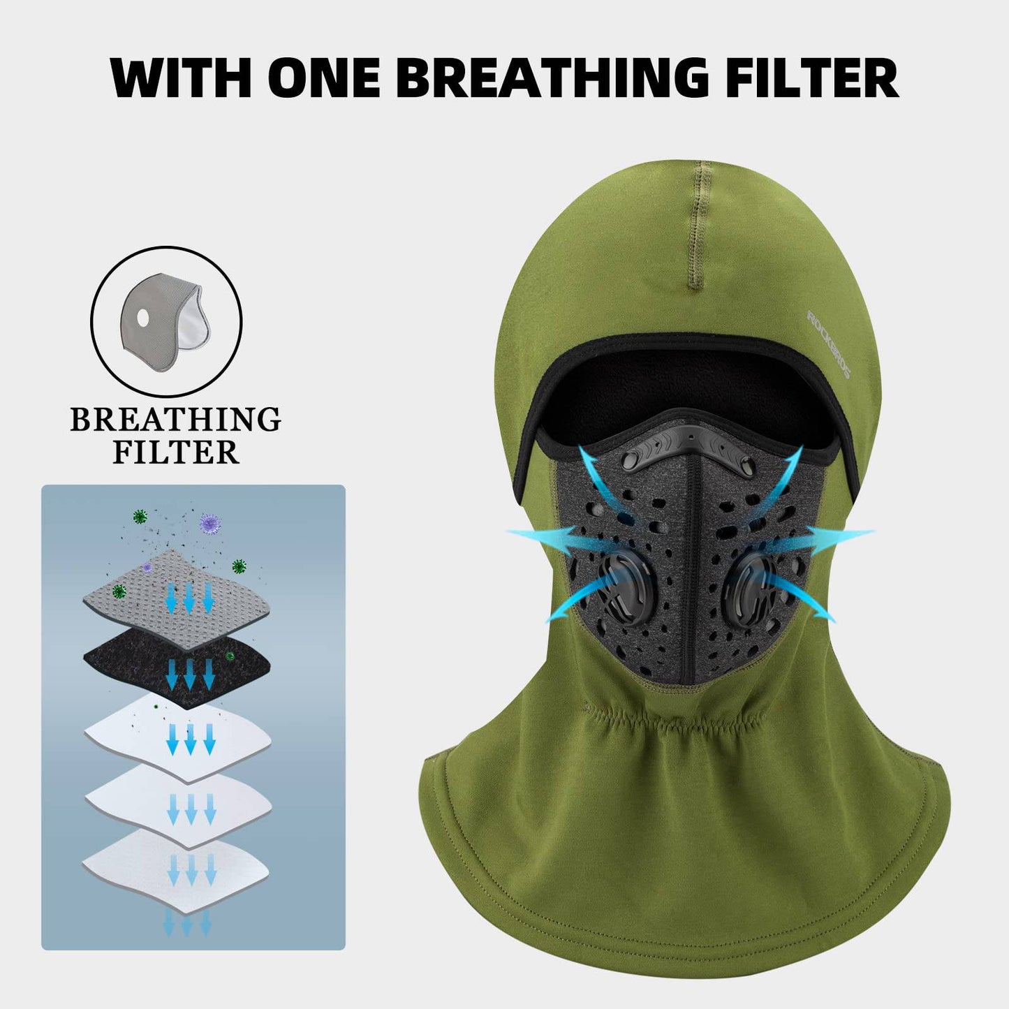 Winddichte en stofdichte bivakmuts/nekwarmer voor de winter van ROCKBROS