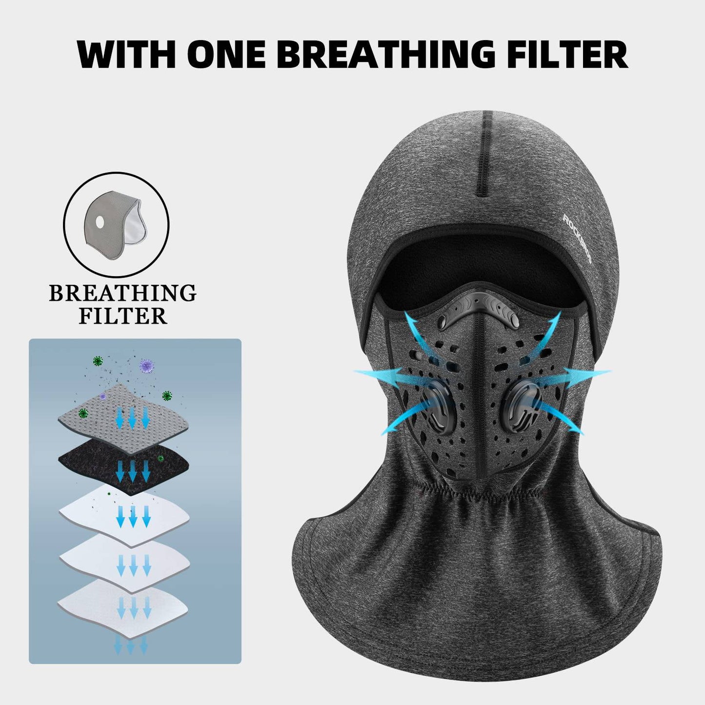 Winddichte en stofdichte bivakmuts/nekwarmer voor de winter van ROCKBROS