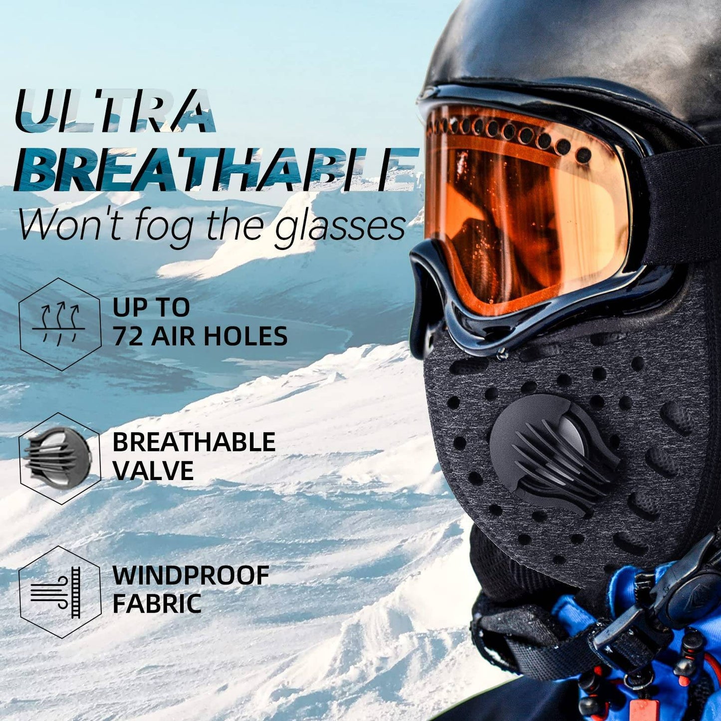 Winddichte en stofdichte bivakmuts/nekwarmer voor de winter van ROCKBROS