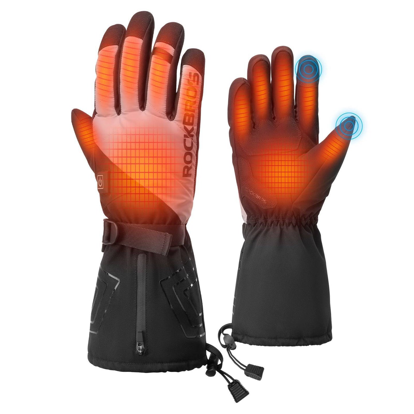 Winterhandschoenen, verwarmde fietshandschoenen met batterij, maat M-XL, ROCKBROS