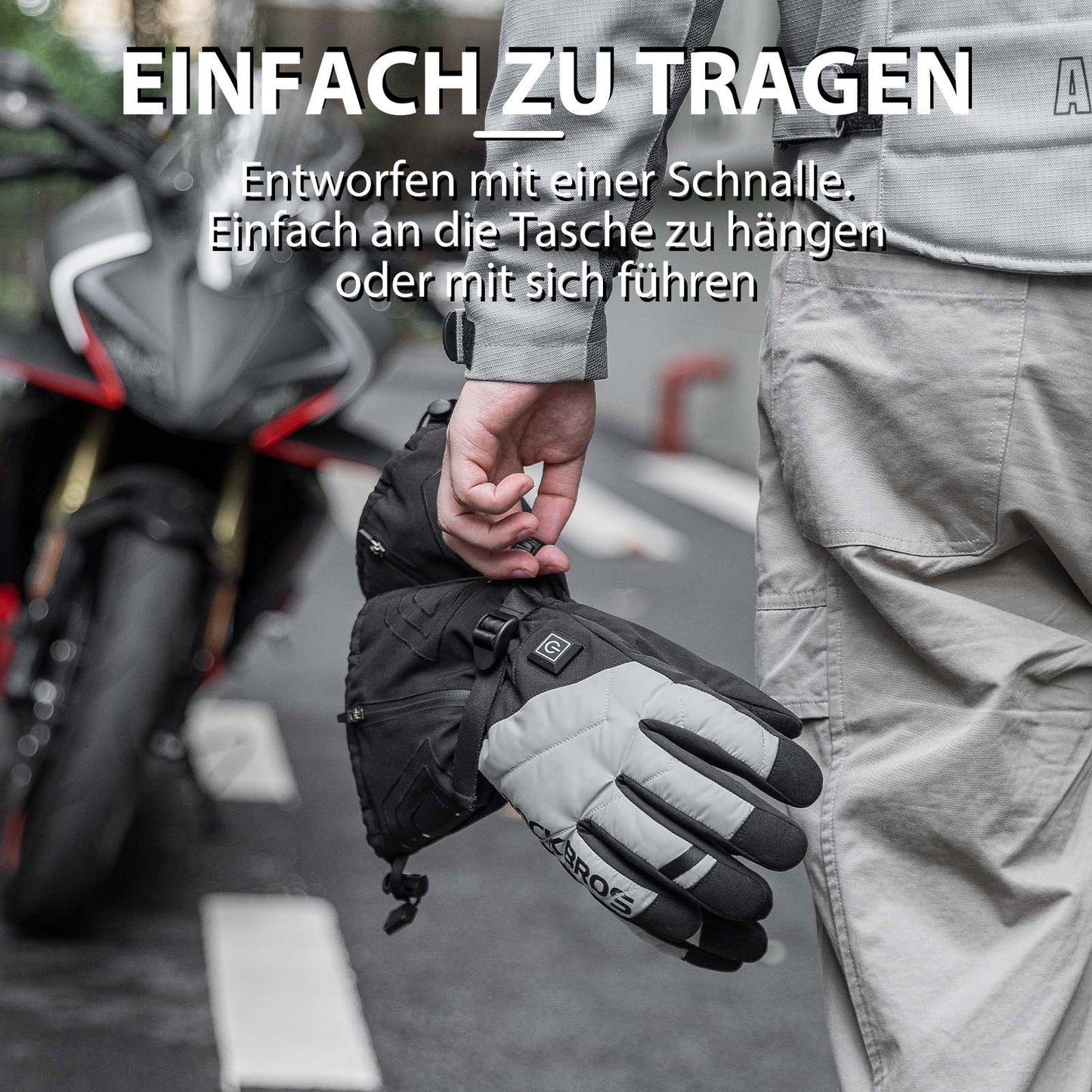Winterhandschoenen, verwarmde fietshandschoenen met batterij, maat M-XL, ROCKBROS