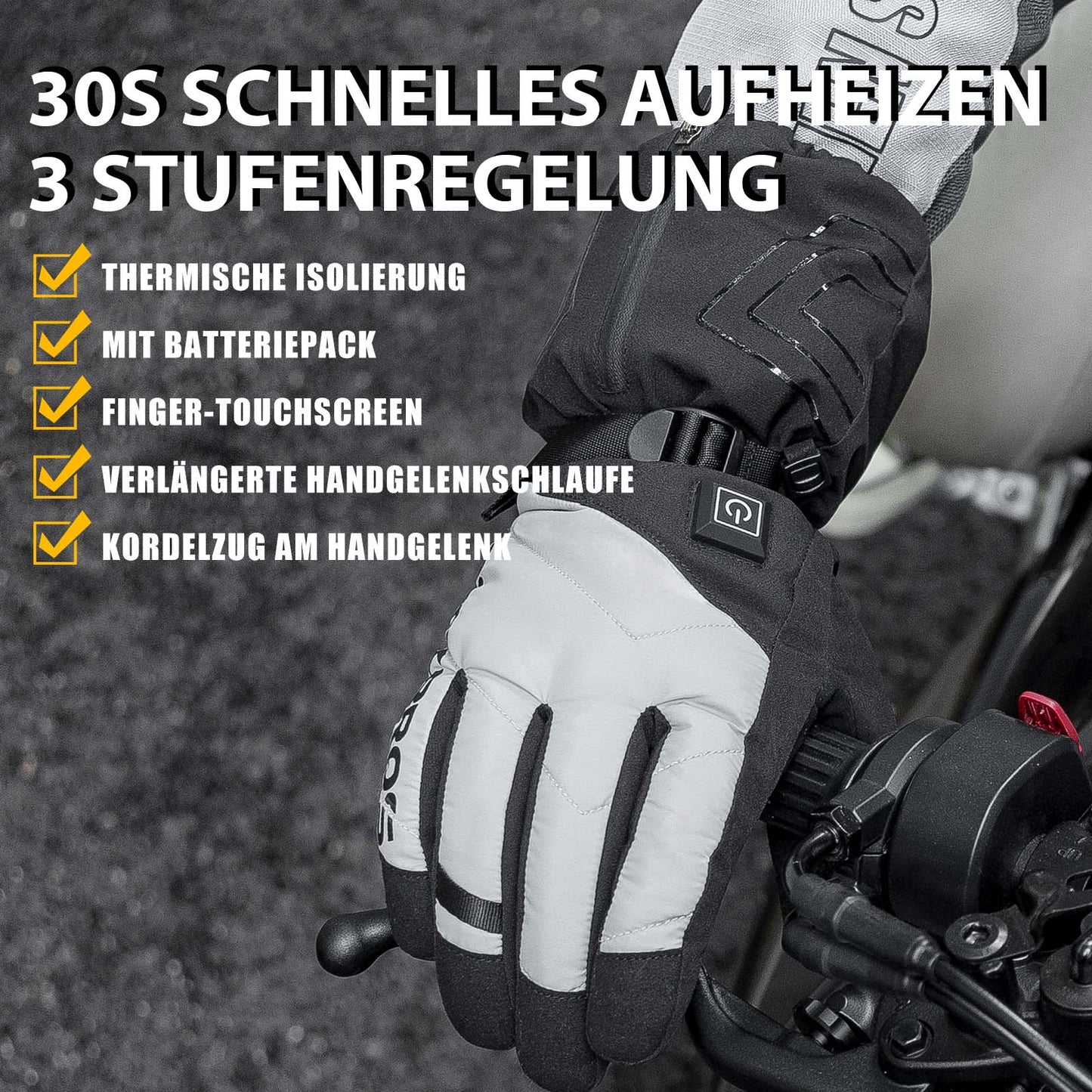 Winterhandschoenen, verwarmde fietshandschoenen met batterij, maat M-XL, ROCKBROS