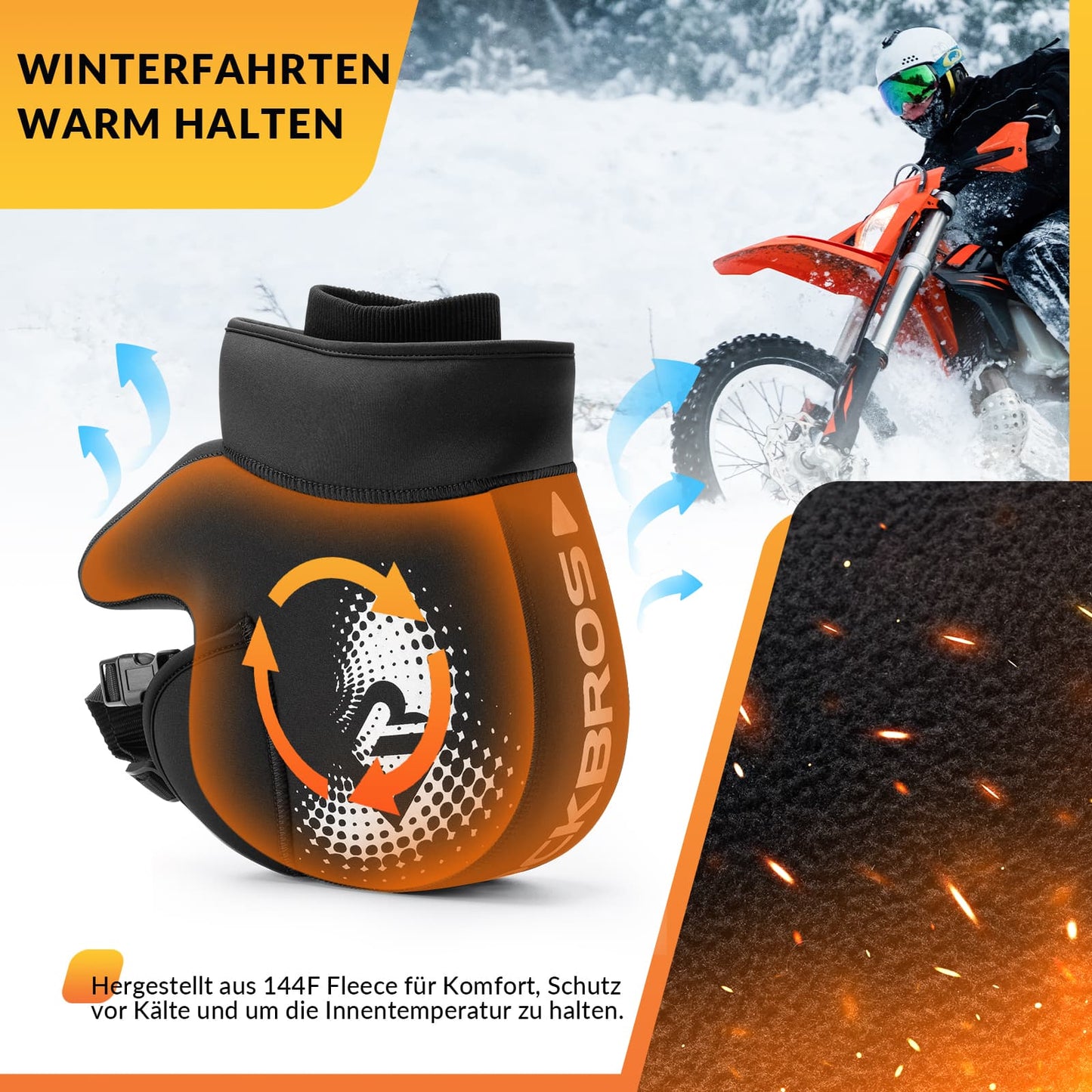 Winterstuurhoezen, winddichte motorhandschoenen, zwart, ROCKBROS