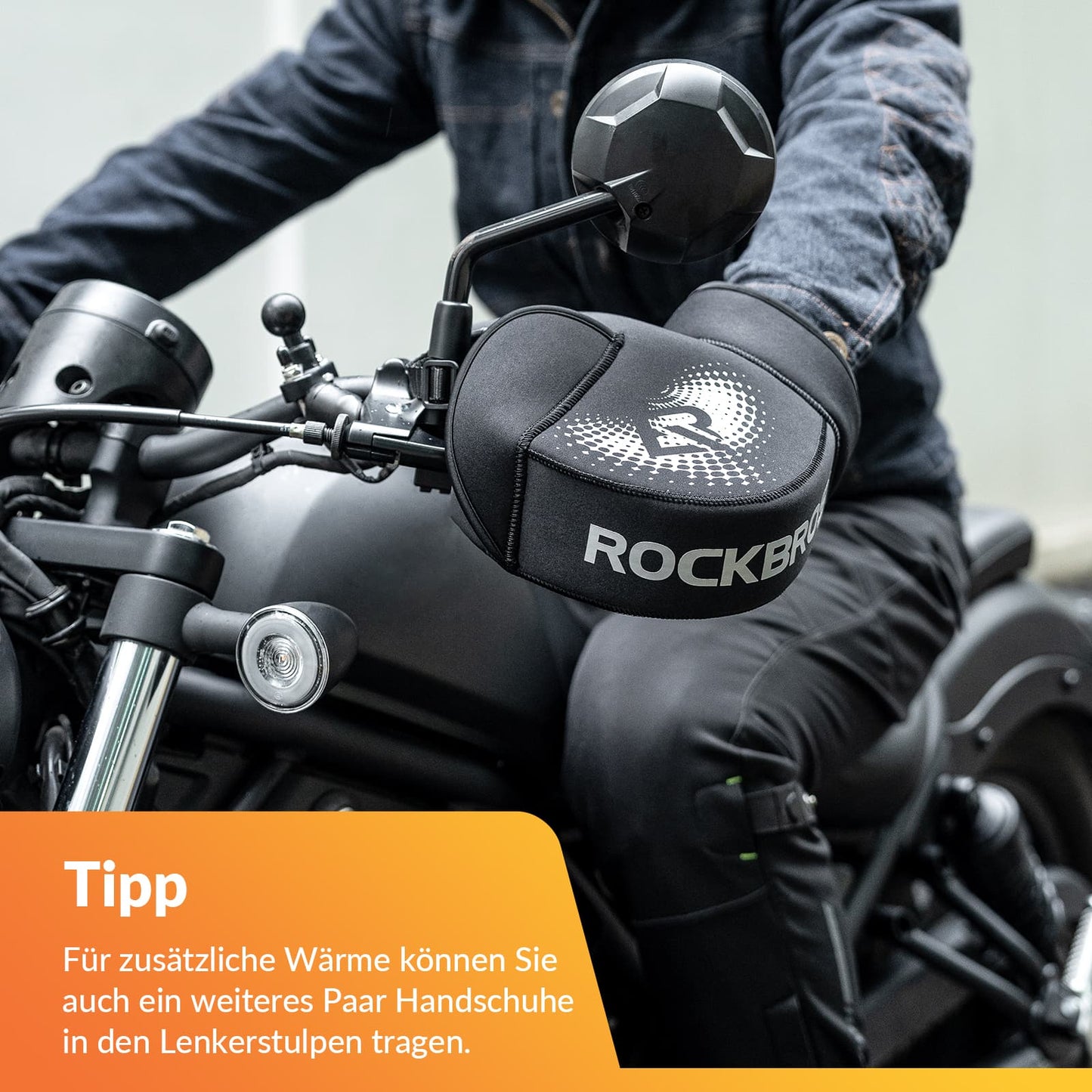 Winterstuurhoezen, winddichte motorhandschoenen, zwart, ROCKBROS
