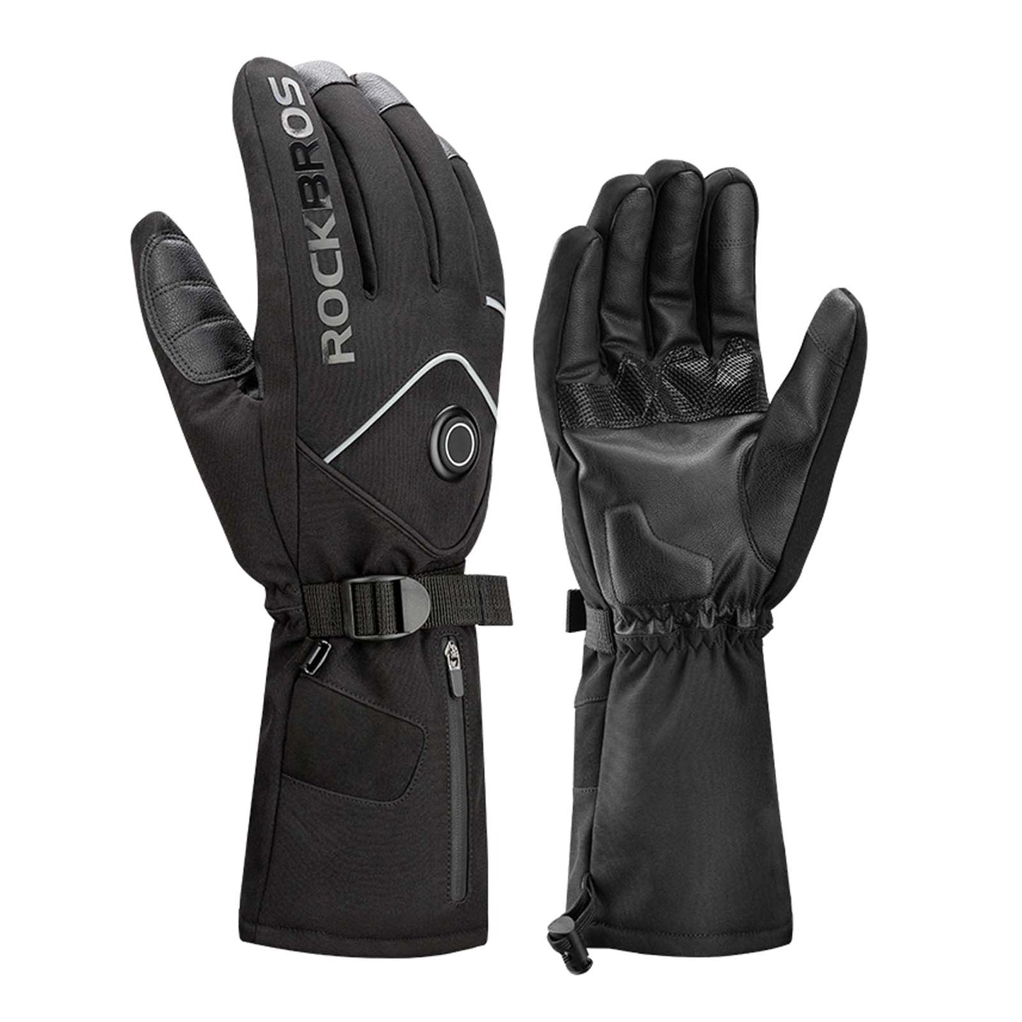 Winter skihandschoenen, oplaadbare verwarmde handschoenen, zwart, ROCKBROS
