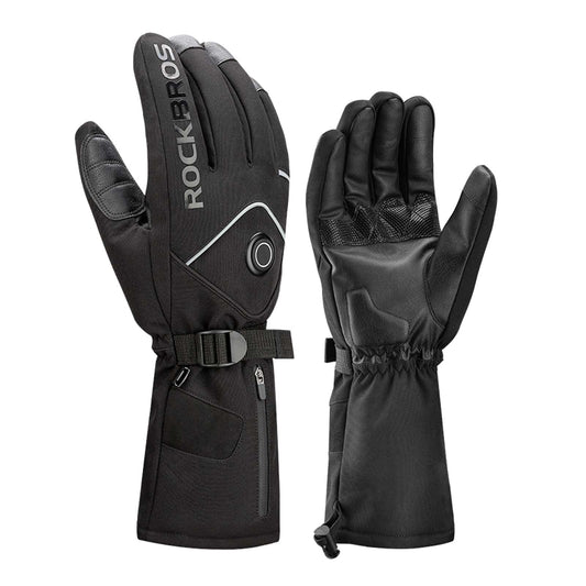 Winter skihandschoenen, oplaadbare verwarmde handschoenen, zwart, ROCKBROS
