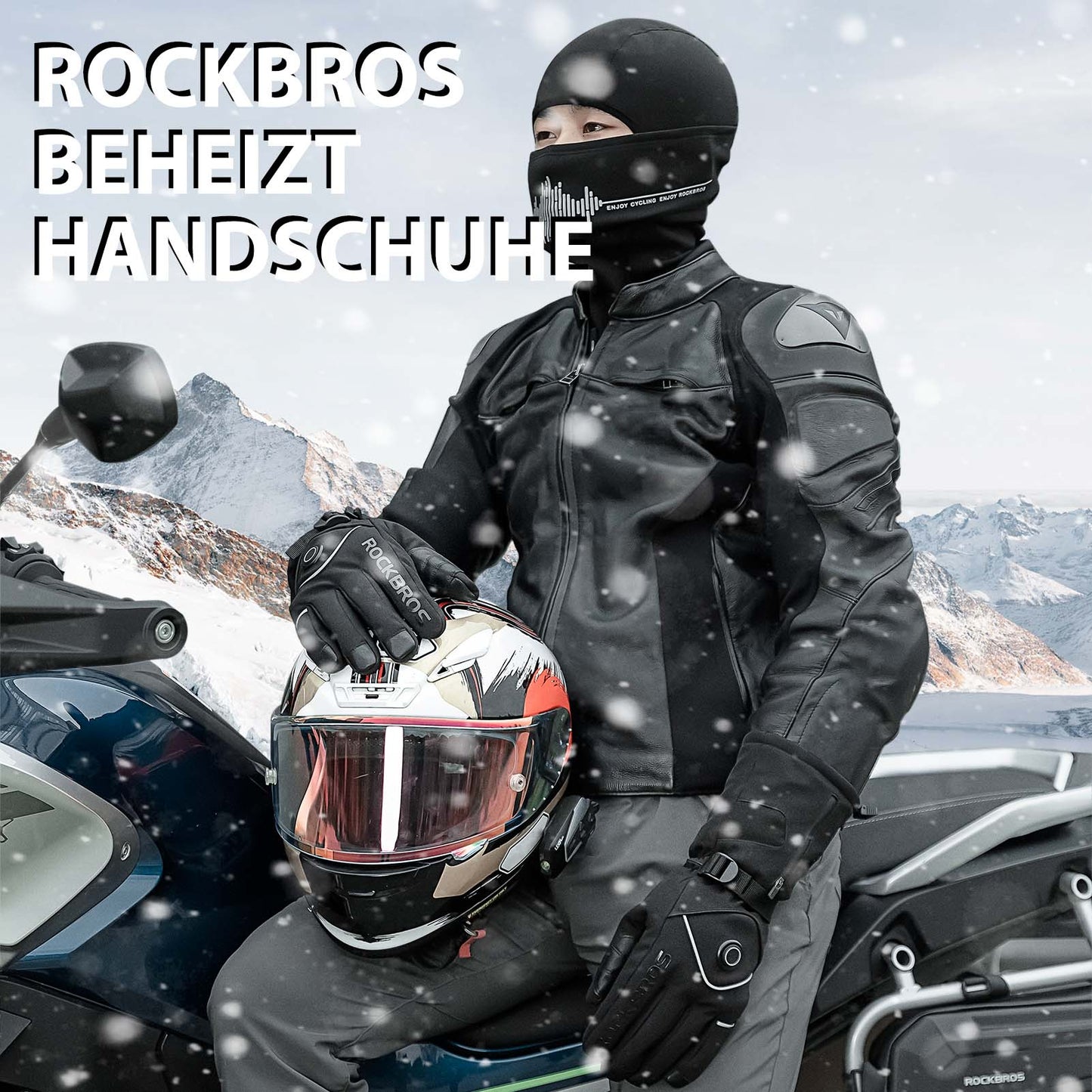 Winter skihandschoenen, oplaadbare verwarmde handschoenen, zwart, ROCKBROS