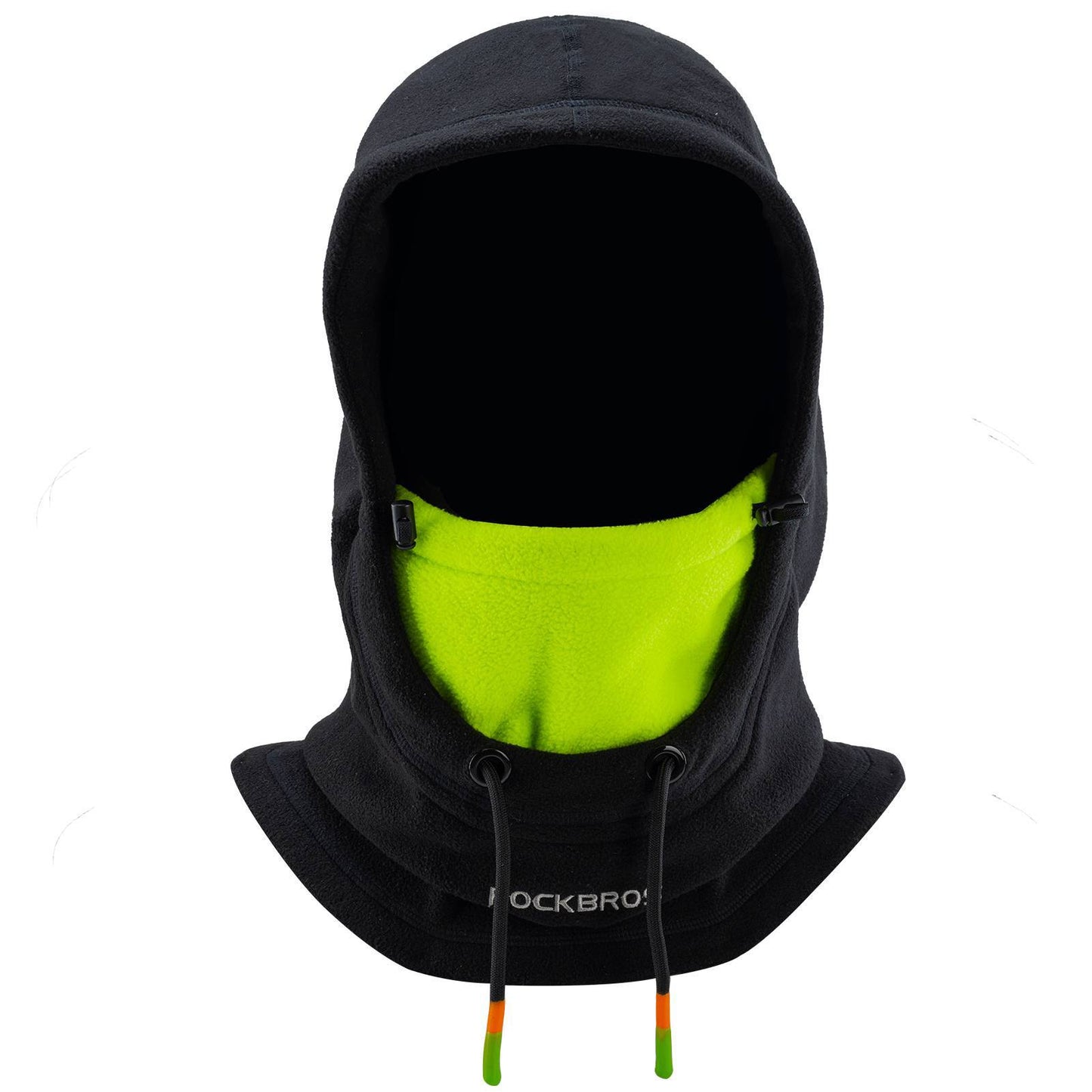 Winter skimasker/bivakmuts van fleece voor dames en heren, zwart/groen, ROCKBROS