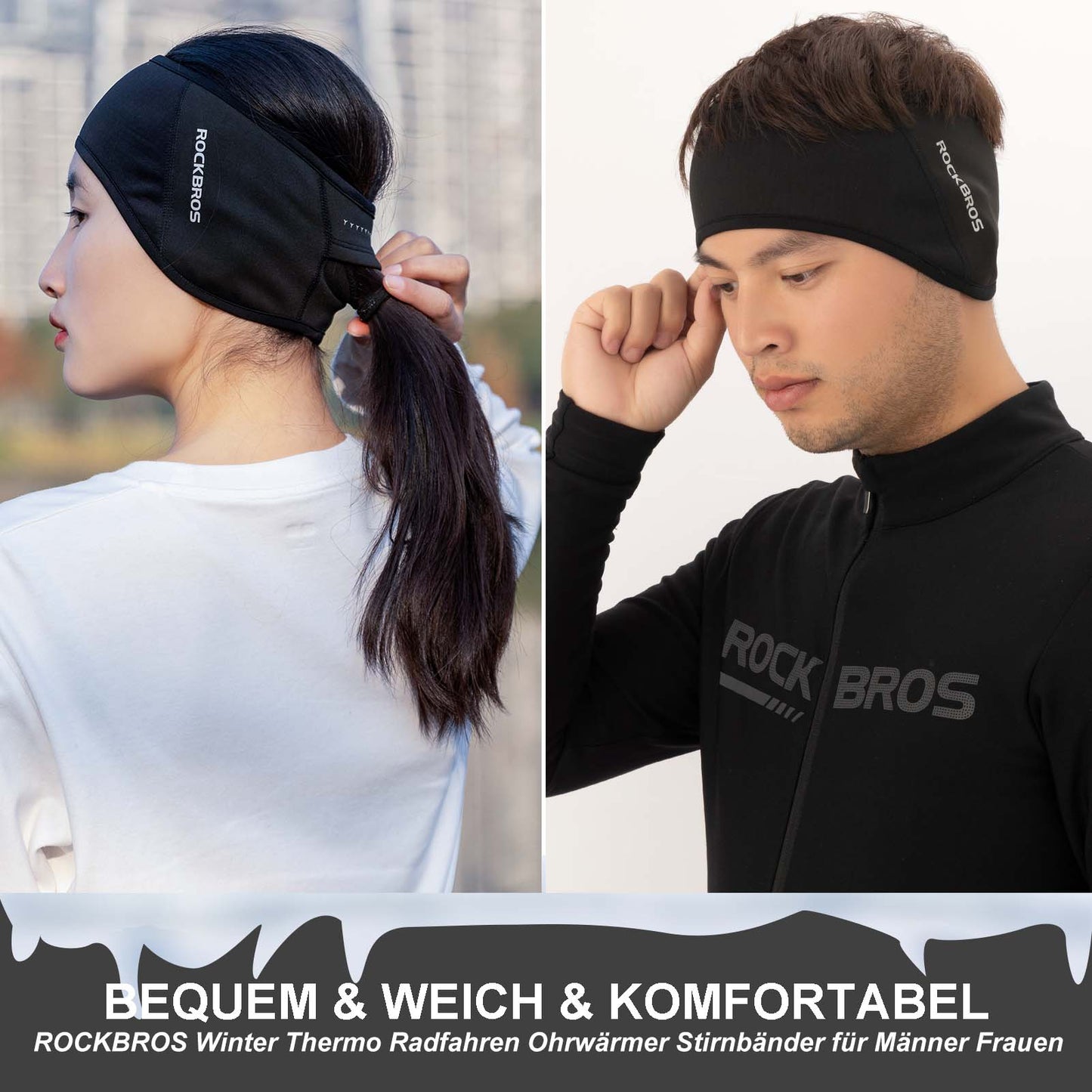 Winterse thermische oorwarmers/hoofdbanden voor fietsen, voor mannen en vrouwen, van ROCKBROS