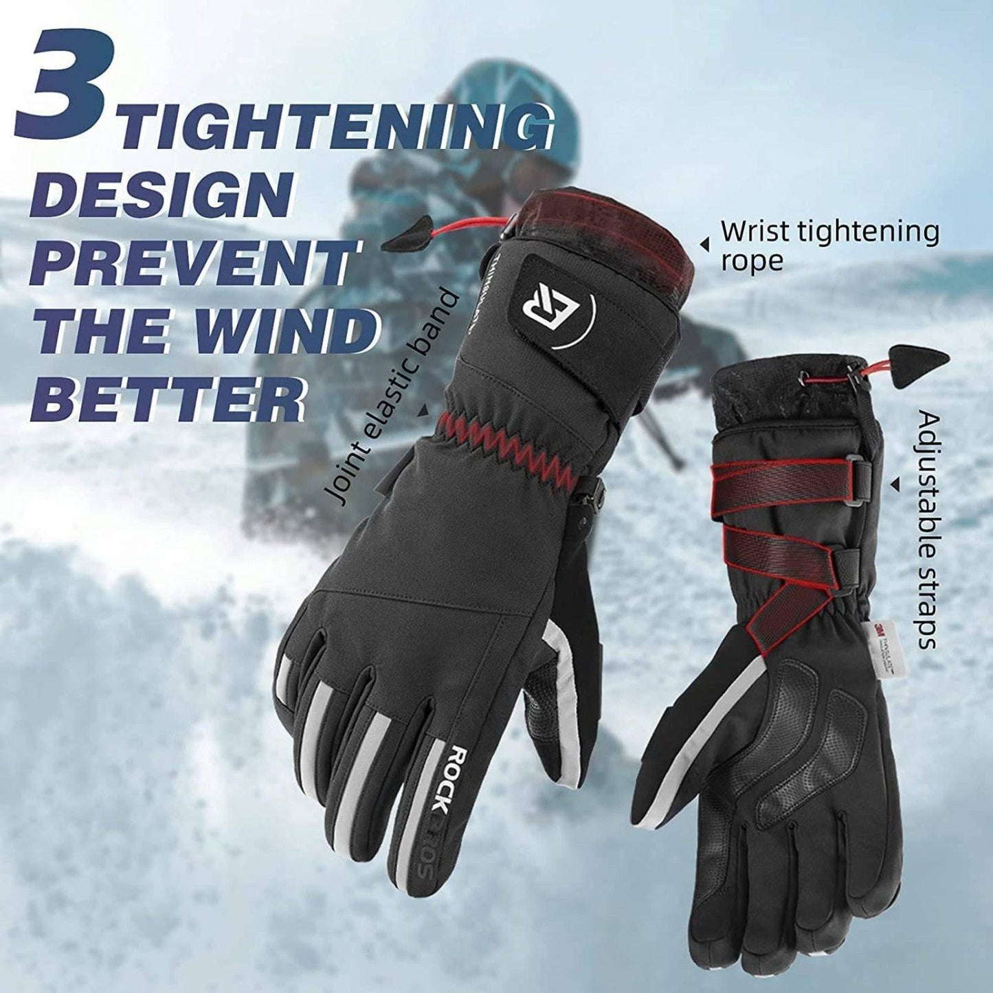 Winterfietshandschoenen voor heren, winddicht, maten M-2XL, ROCKBROS