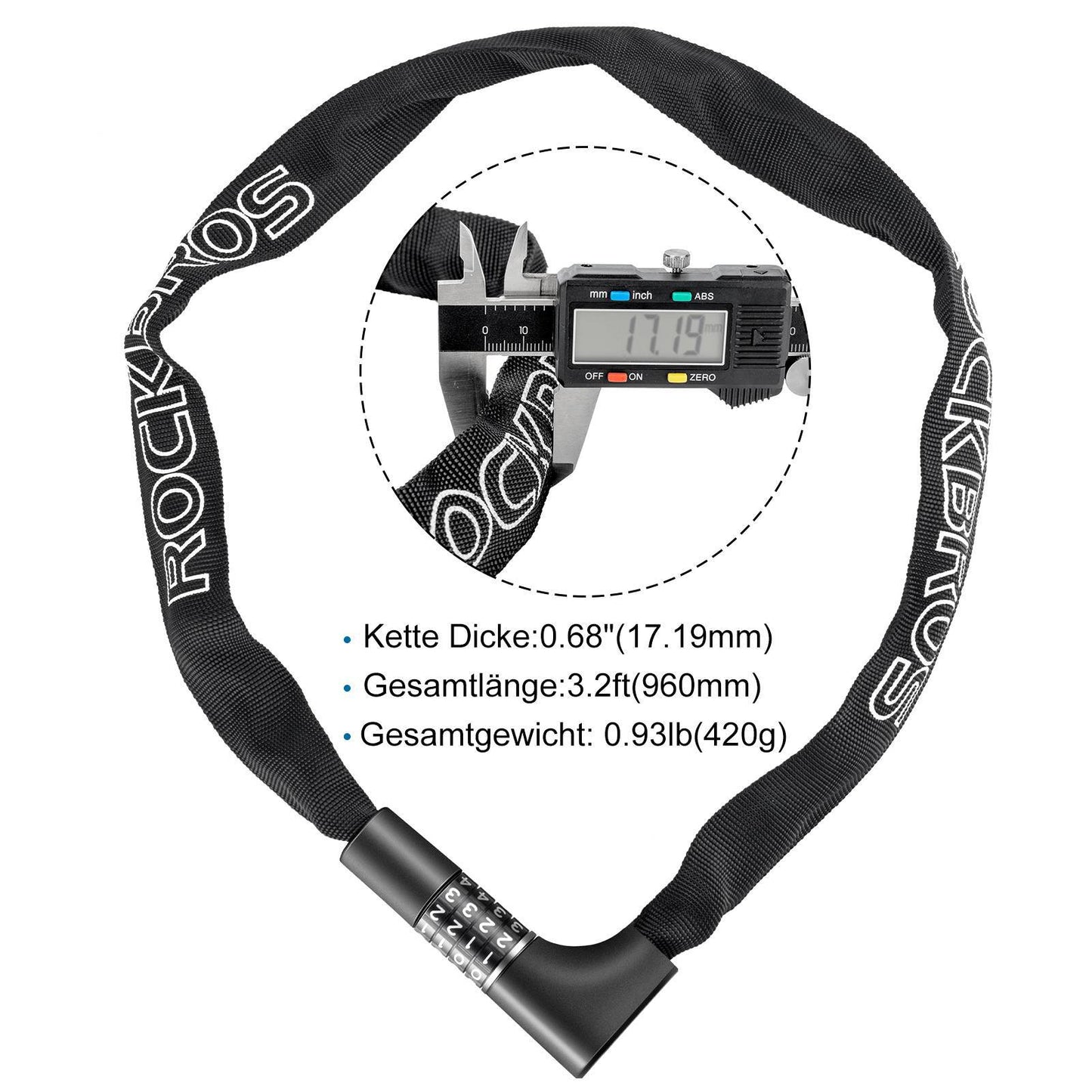 Cijferslot met 4-cijferige code, 96 cm lang, ROCKBROS