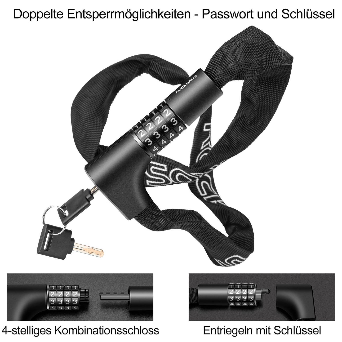 Cijferslot met 4-cijferige code, 96 cm lang, ROCKBROS