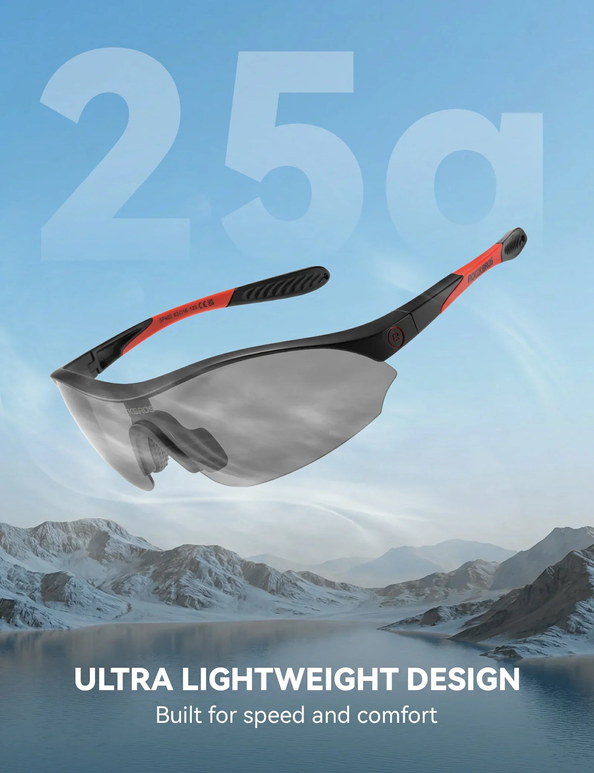 ROCKBROS Sport-Zonnebril voor fietsen met 3 verwisselbare UV400-glazen