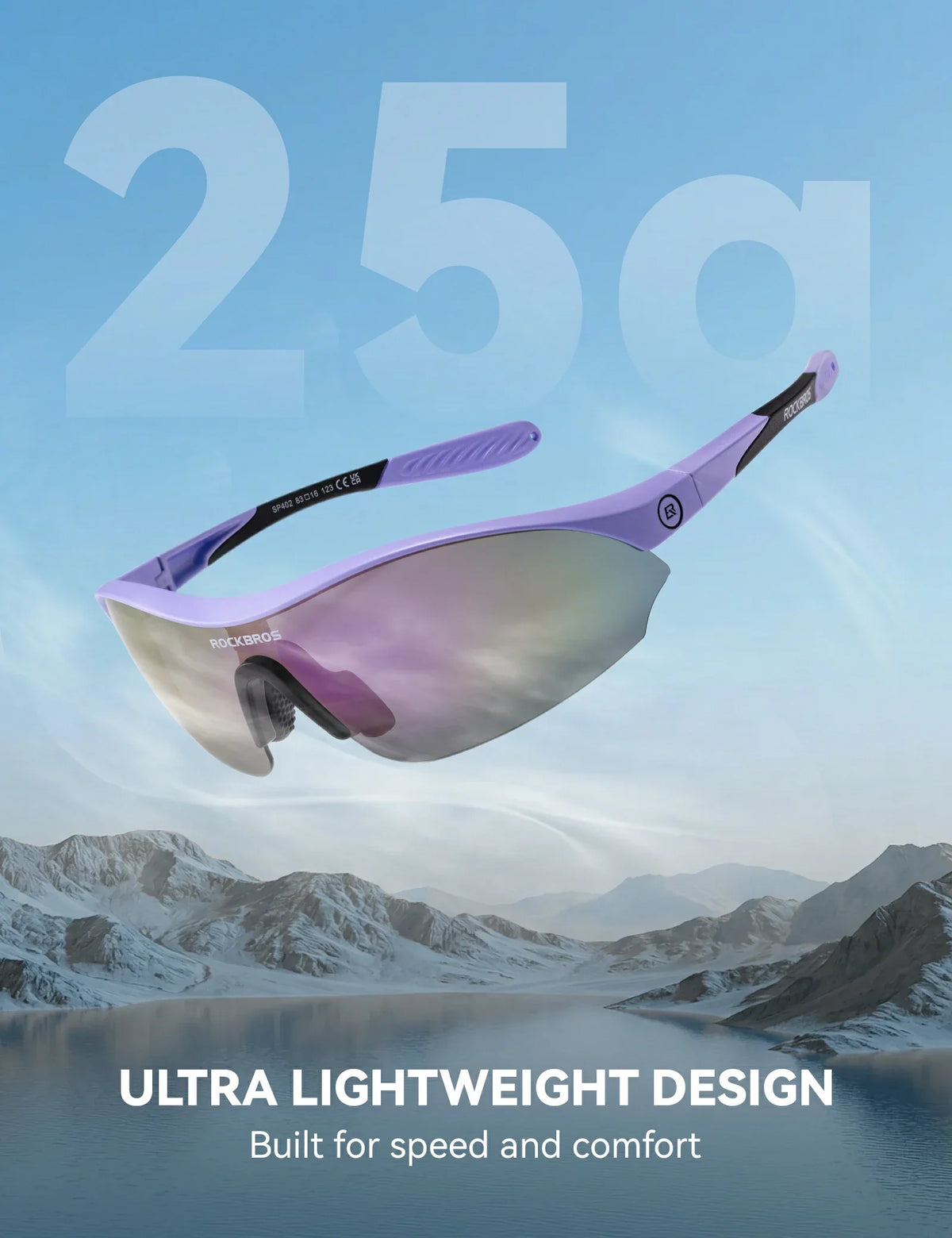 ROCKBROS Sport-Zonnebril voor fietsen met 3 verwisselbare UV400-glazen