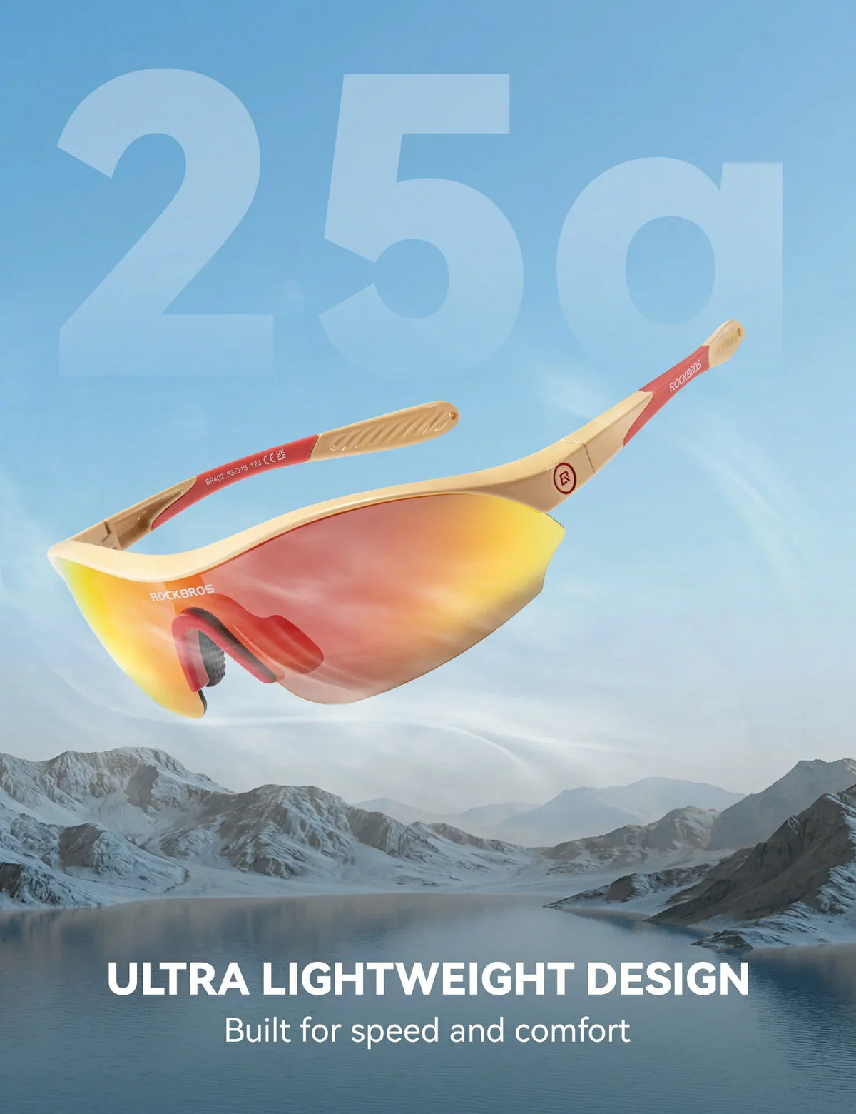 ROCKBROS Sport-Zonnebril voor fietsen met 3 verwisselbare UV400-glazen