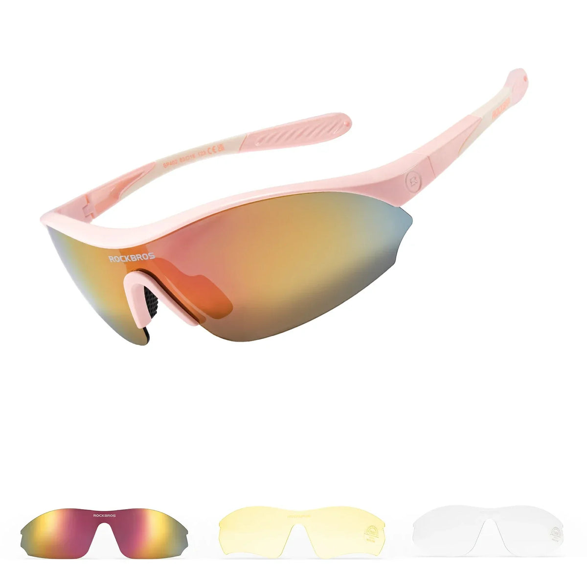 ROCKBROS Sport-Zonnebril voor fietsen met 3 verwisselbare UV400-glazen