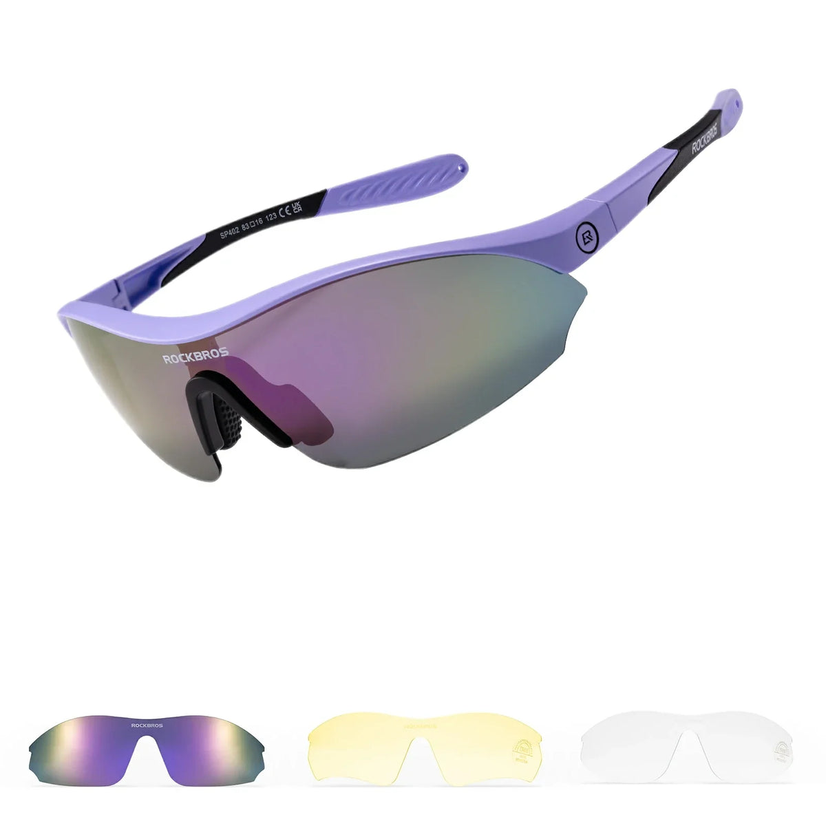 ROCKBROS Sport-Zonnebril voor fietsen met 3 verwisselbare UV400-glazen