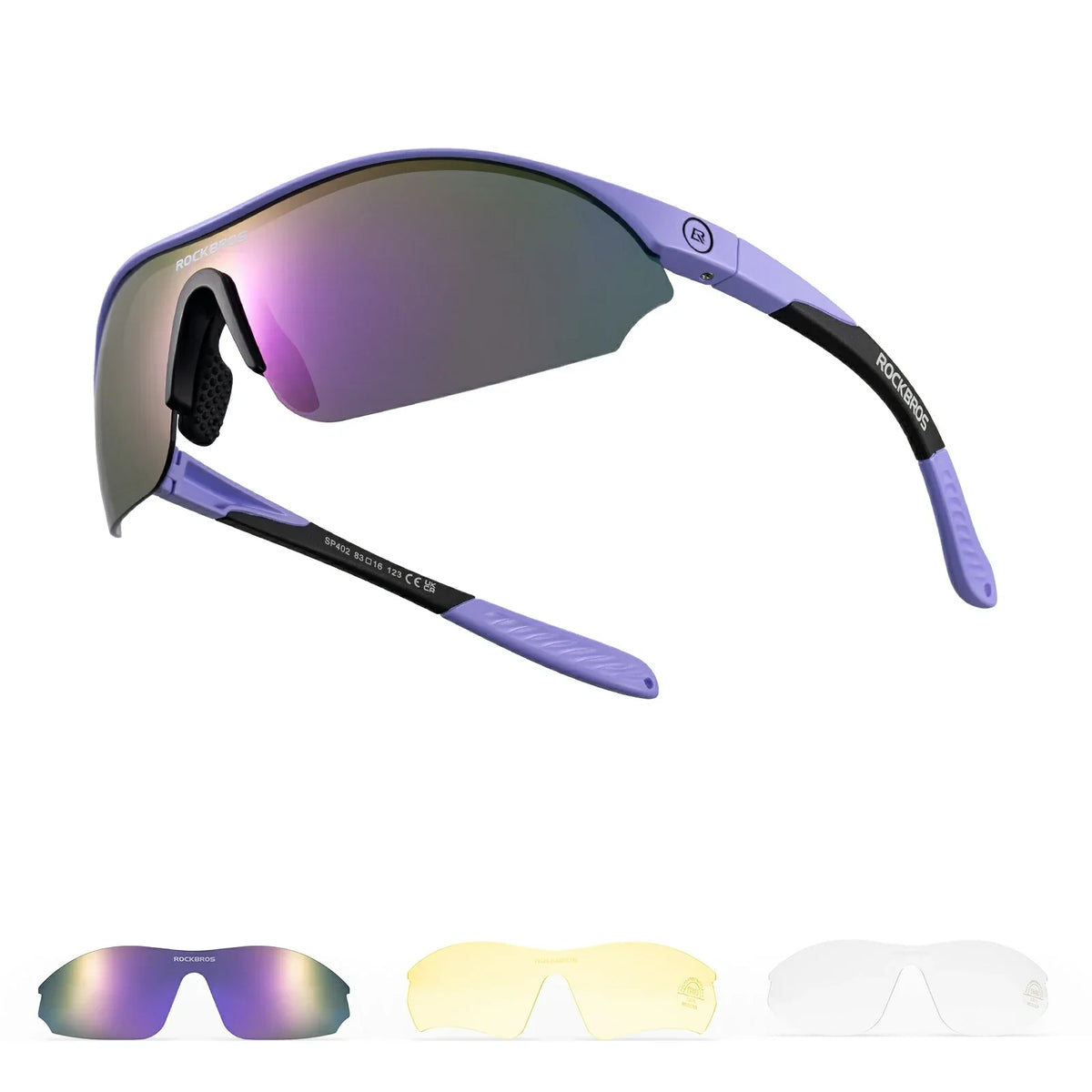 ROCKBROS Sport-Zonnebril voor fietsen met 3 verwisselbare UV400-glazen