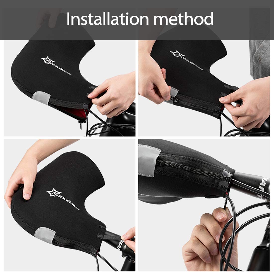ROCKBROS D16-B stuurhandschoenen winter thermisch winddichte stuurmanchetten voor fiets gevoerd waterafstotend