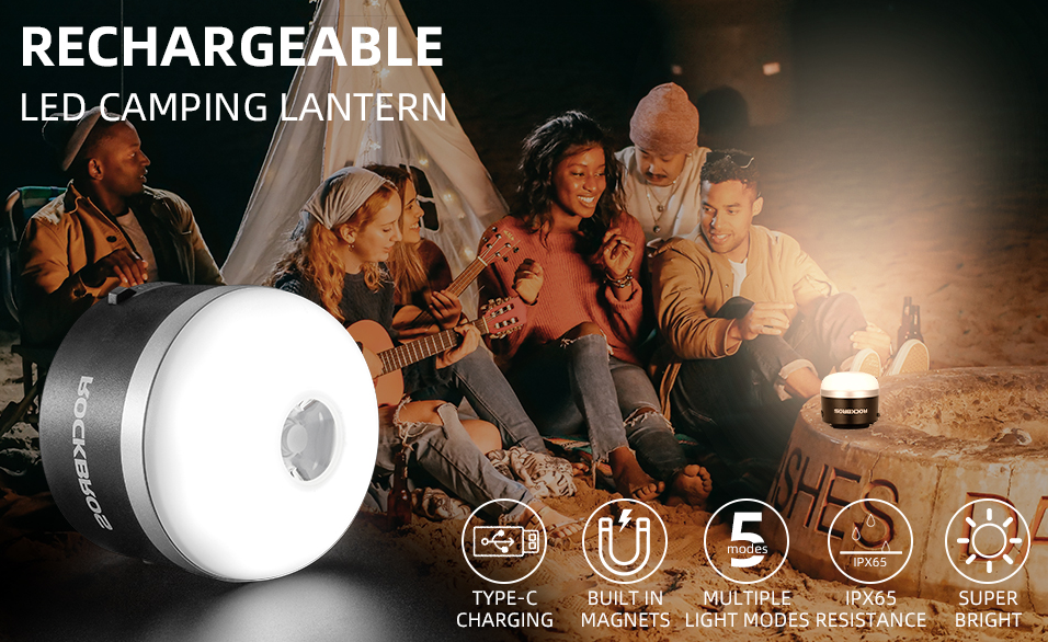 ROCKBROS Outdoor Camping Lantaarn USB Zaklampen 600 Lumen IPX65 LED Licht Oplaadbare Batterij