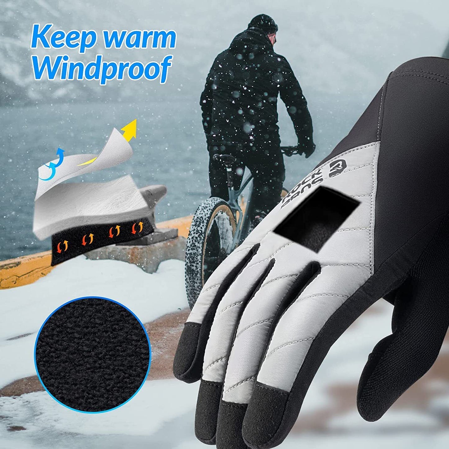 ROCKBROS Winter Fietshandschoenen Handschoenen Touchscreen Warm Thermisch Sport